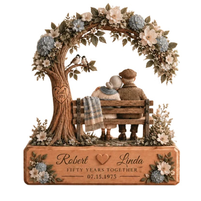 Fifty Years Together Custom Couple Name Wooden Plaque, Custom 50th Wedding Anniversary Wooden Block WD0819