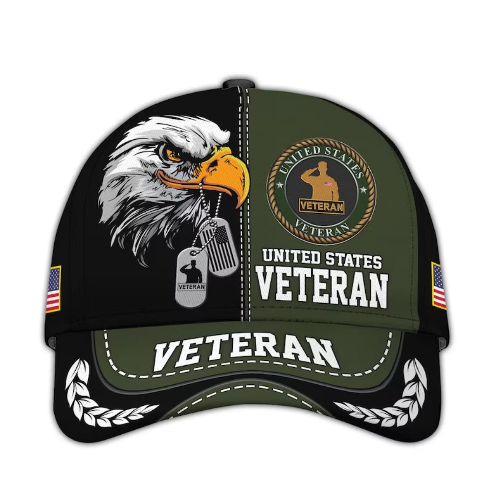 Eagle United State Veteran 3D Baseball Cap, US Veteran Hats Caps CP0119