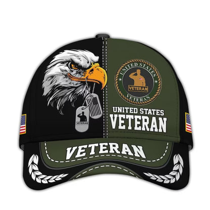 Eagle United State Veteran 3D Baseball Cap, US Veteran Hats Caps CP0119