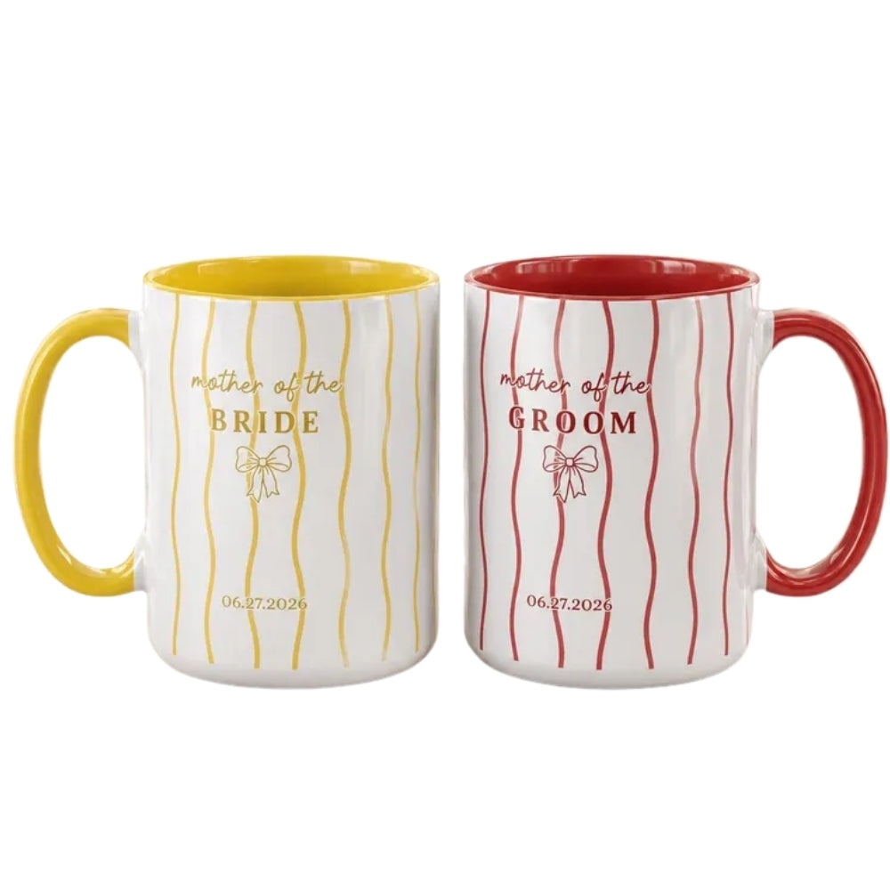 Custom Mother Of The Bride Mother Of The Groom Striped Mug, Custom Mother Of The Couple Wedding Mug WD0474
