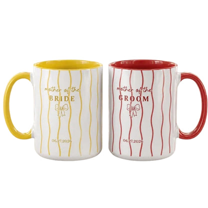 Custom Mother Of The Bride Mother Of The Groom Striped Mug, Custom Mother Of The Couple Wedding Mug WD0474