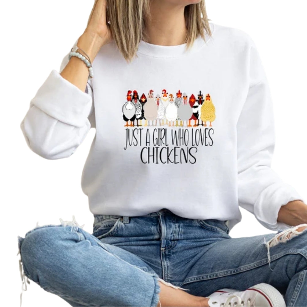Just A Girl Who Loves Chickens Sweatshirt, Chicken Lover Sweatshirt 2D0609