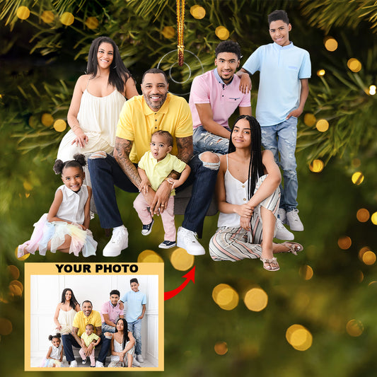 Customized Your Photo Ornament Happy Family - Personalized Photo Mica Ornament - Christmas Gift For Family Member OO1610