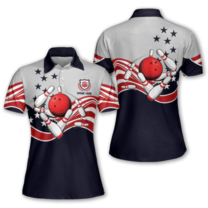 American Flag Women's Bowling Shirts BW0117
