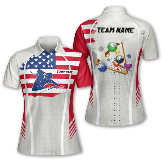 Lasfour US Flag Billiard Players Personalized Name 3D Shirt BIA0596