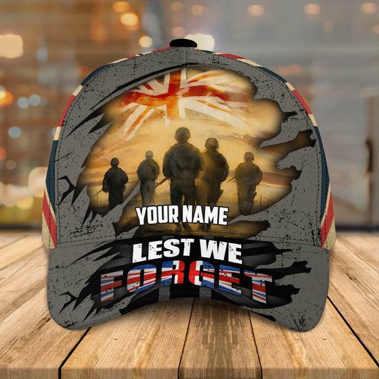 3D Classic Cap Let's We Forget Uk Veteran Personalized Name Cap 62 Lasfour CA2329