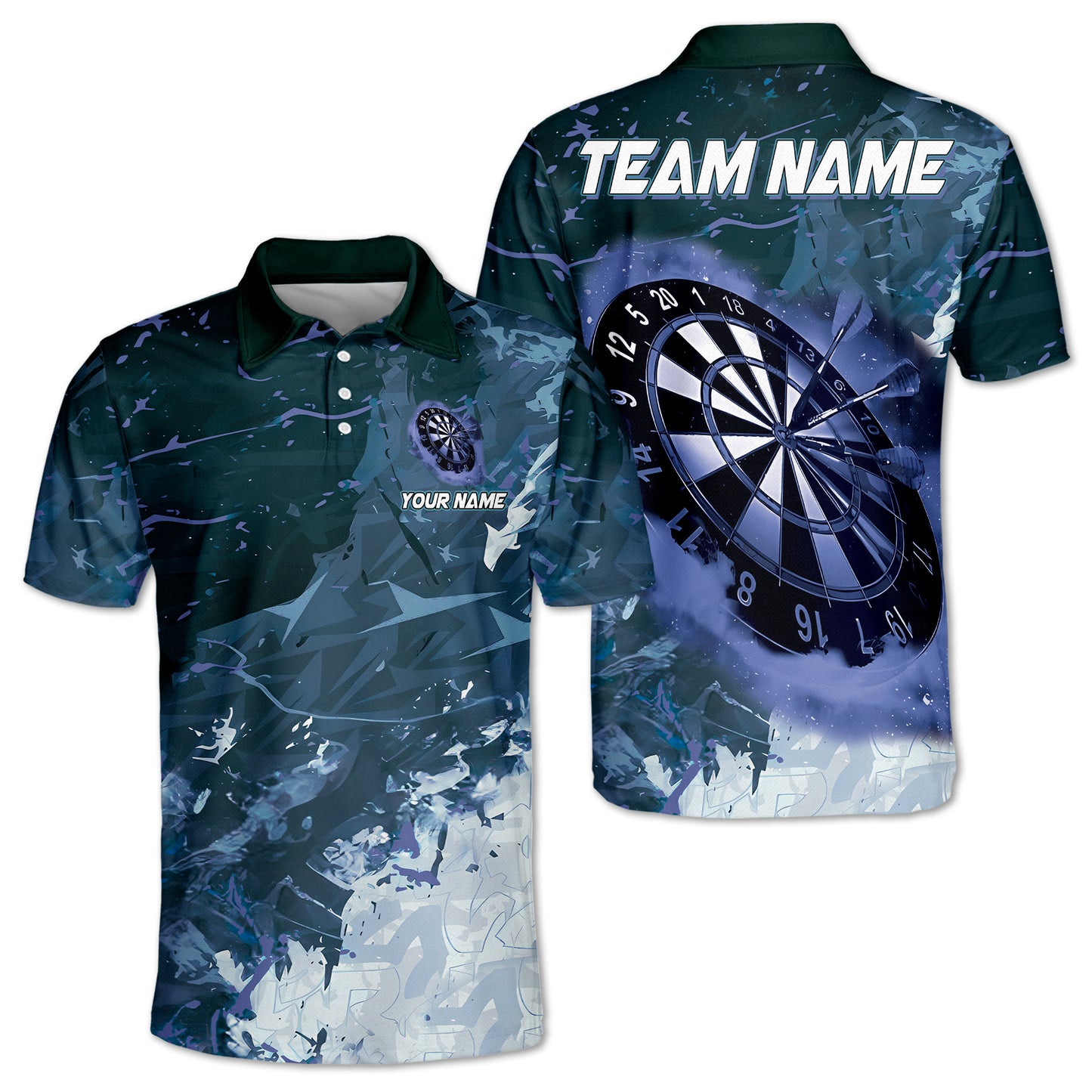 Dartboard Grunge Smoke Multicolor Option Customized Name, Team Name 3D Polo Shirt, Gift for Dart Lovers DMO0242