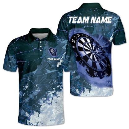 Dartboard Grunge Smoke Multicolor Option Customized Name, Team Name 3D Polo Shirt, Gift for Dart Lovers DMO0242