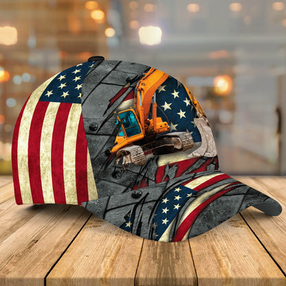 Excavator Crack Hat Classic Cap 3D, Crane Cap Gift For Him Gift For Dad CA0283