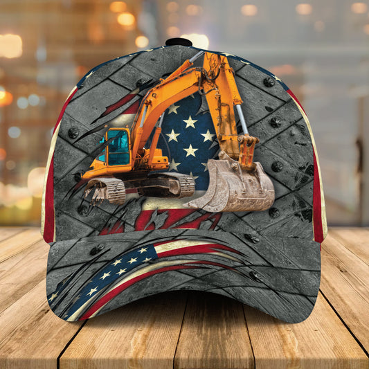 Excavator Crack Hat Classic Cap 3D, Crane Cap Gift For Him Gift For Dad CA0283