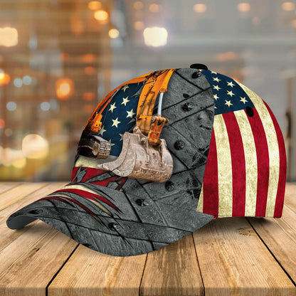 Excavator Crack Hat Classic Cap 3D, Crane Cap Gift For Him Gift For Dad CA0283