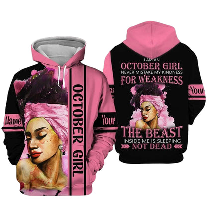 Personalized Name Birthday Outfit October Girl The Best Pink All Over Printed Birthday Shirt TO2814