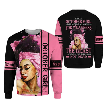 Personalized Name Birthday Outfit October Girl The Best Pink All Over Printed Birthday Shirt TO2814