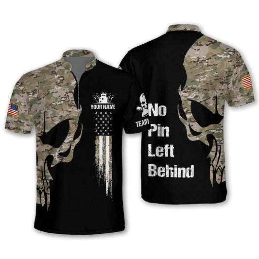 Personalized Skull Camo Flag Bowling Jersey, Gift for Team, Bowling Lovers SO0776