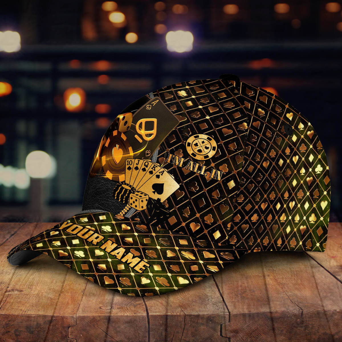 Personalized Name Leather Poker Classic Cap, Funny Cap I'm All In Poker, Cap Hat for Men Love Poker CO0197