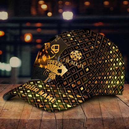 Personalized Name Leather Poker Classic Cap, Funny Cap I'm All In Poker, Cap Hat for Men Love Poker CO0197