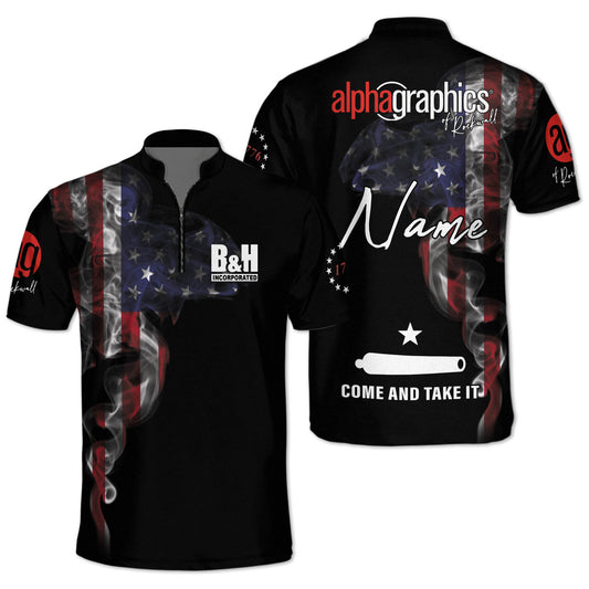 Us Flag Logo Smoke Custom Bowling Jerseys for Men, Uniform Shirt for Bowling Team, Bowler SO0727
