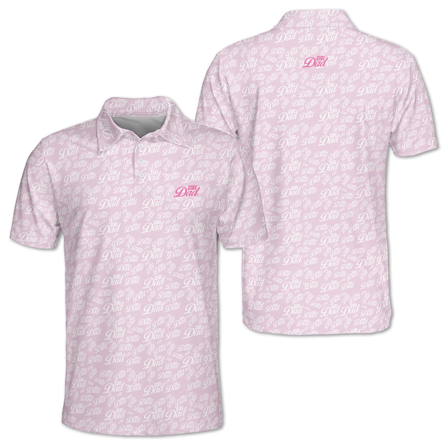 Girl Dad Pink Golf Polo Shirt For Men, Father Day Golf Shirts For Dad With Daughter GE0463
