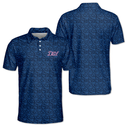Men's Girl Dad Navy Golf Polo Shirts, Dad Daughter Golf Shirts For Father's Day GB0019