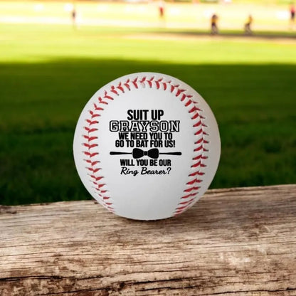 Will You Be Our Ring Bearer Personalized Baseball Ball, Personalized Ring Bearer Proposal Baseball Ball WD0110
