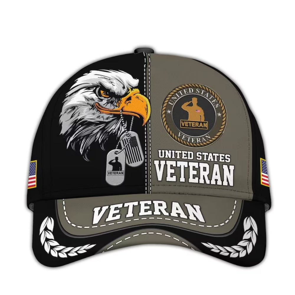 Eagle United State Veteran 3D Baseball Cap, US Veteran Hats Caps CP0119
