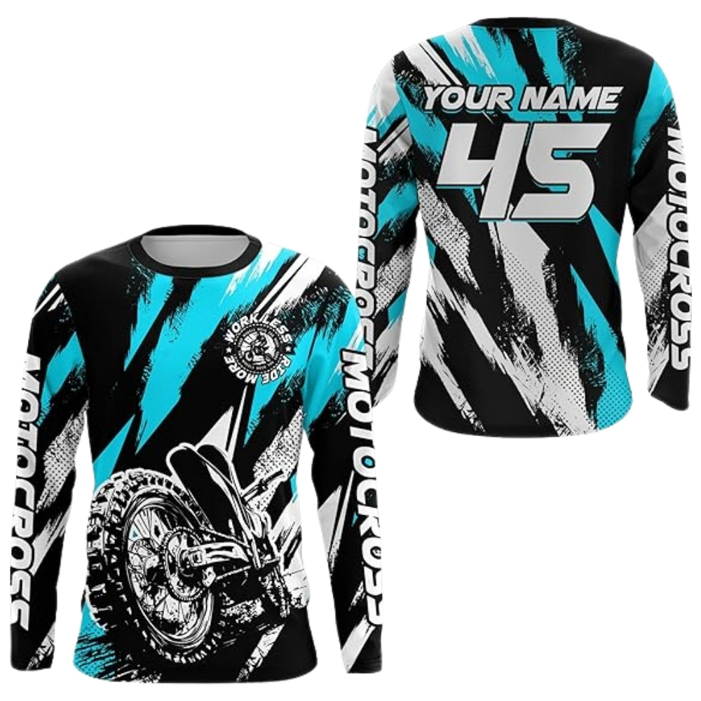 Custom Name Number Motocross Long Sleeve Men Jersey Black Red, Custom Racing Dirt Bike Shirts MZ0088