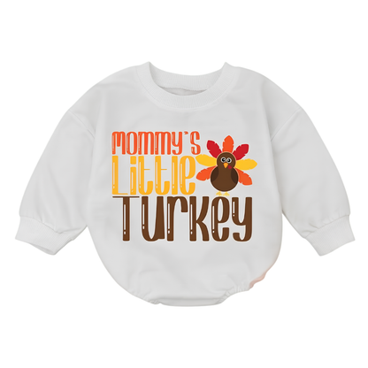 Mommy's Little Turkey Baby Romper Sweatshirt, Thanksgiving Romper Sweatshirt Baby BB0877