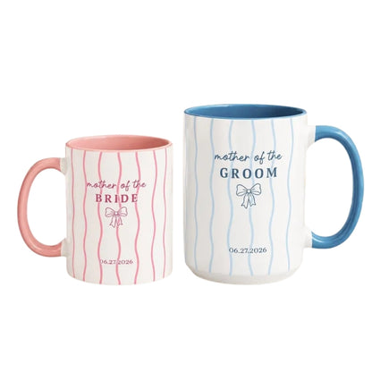 Custom Mother Of The Bride Mother Of The Groom Striped Mug, Custom Mother Of The Couple Wedding Mug WD0474