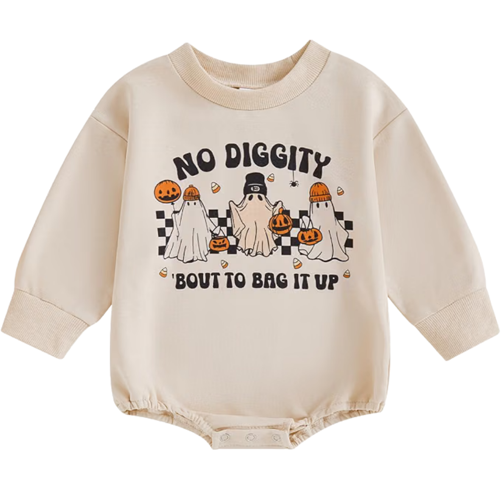 No Diggity Bout To Bag It Up Baby Romper Sweatshirt, Halloween Baby Sweatshirt Romper  BB0454