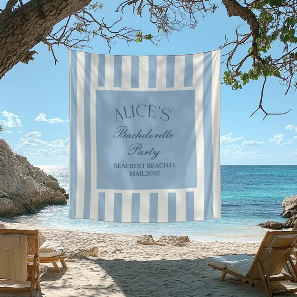 Custom Blue Striped Bachelorette Party Banner, Custom Bachelorette Banner WD0427