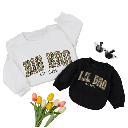 Big Bro Lil Bro Camo Custom Year Matching Sweatshirt, Custom Camouflage Brother Sweatshirt Matching ET1626