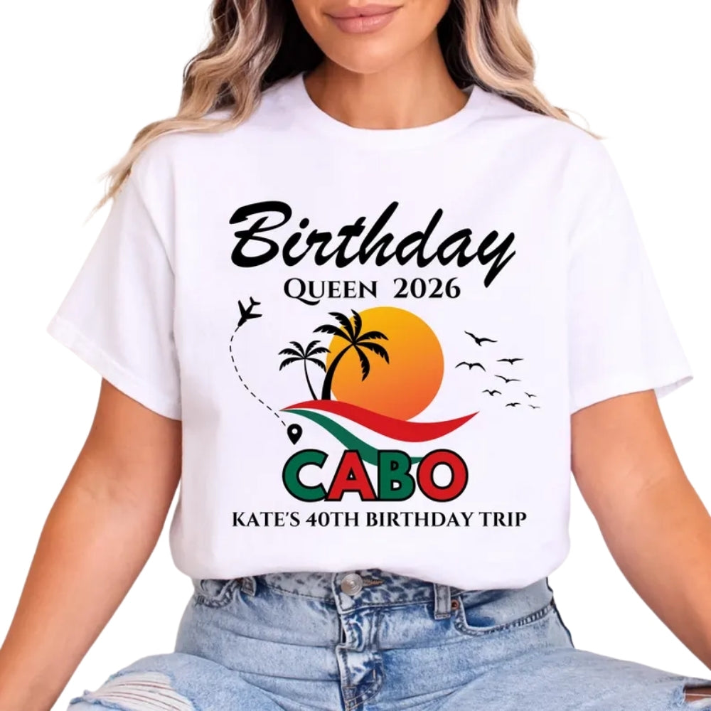 Custom Cabo Crew Matching Birthday Family T Shirts, Custom Mexico Trip Birthday Matching Shirts For Family ET1135
