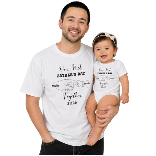 Our First Father's Day Custom Daddy and Baby Matching T Shirt, Personalized 1st Father's Day Matching Shirts ET0968