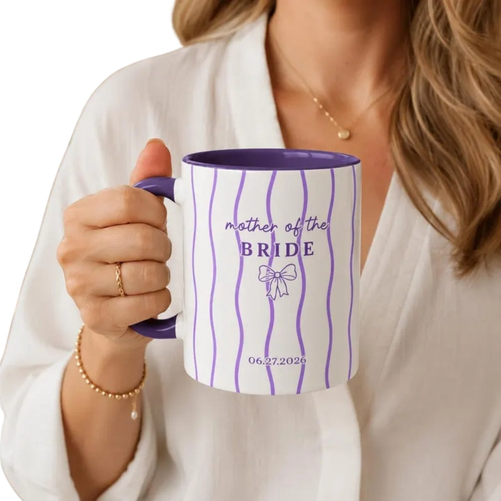 Custom Mother Of The Bride Mother Of The Groom Striped Mug, Custom Mother Of The Couple Wedding Mug WD0474