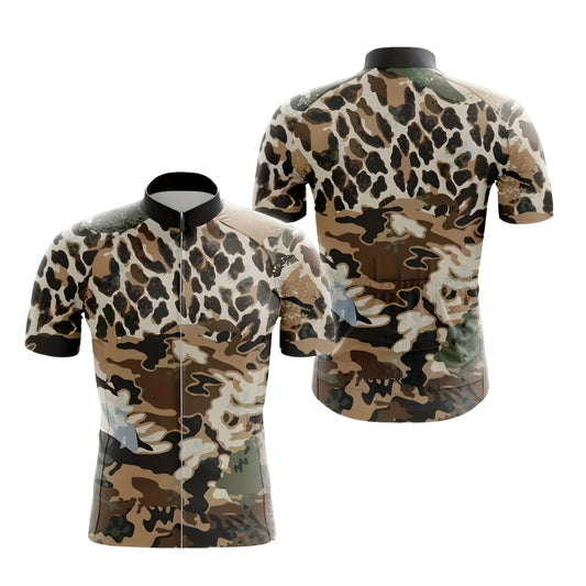 Leopard Camouflage Cycling Short Sleeve Jersey For Mens, Men's Leopard Cycling Jerseys CE0042