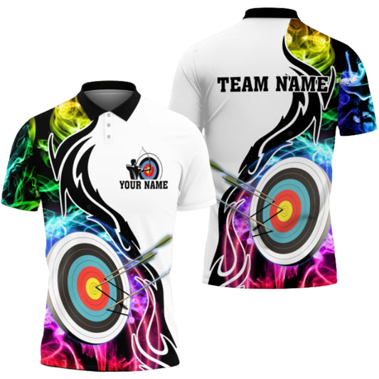 Custom Colorful Smoke Archery Polo Shirt For Men, Custom Team Archery Shirts AA0145