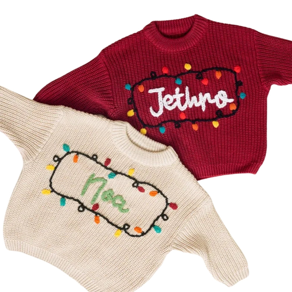 Personalized First Christmas Baby Embroidered Knit Sweater, Custom Christmas Baby Sweatshirt BB0790