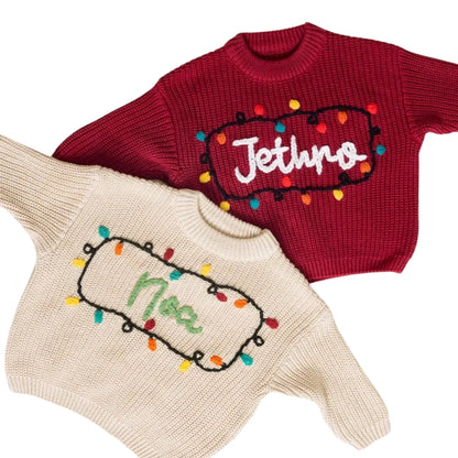 Personalized First Christmas Baby Embroidered Knit Sweater, Custom Christmas Baby Sweatshirt BB0790