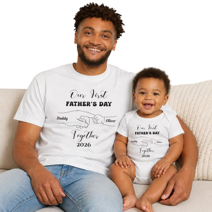 Our First Father's Day Custom Daddy and Baby Matching T Shirt, Personalized 1st Father's Day Matching Shirts ET0968
