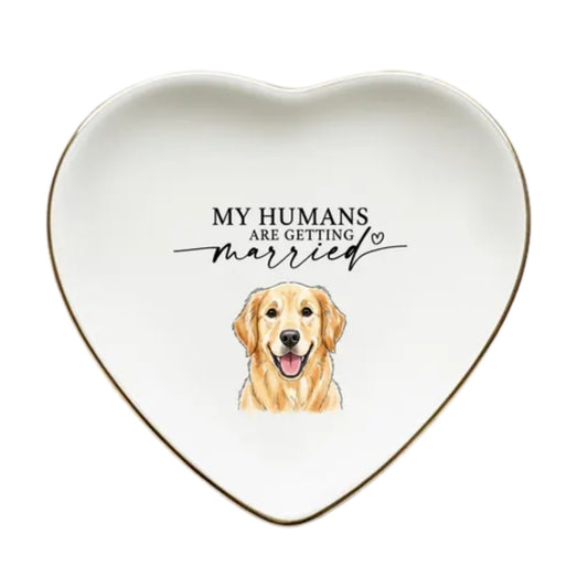 My Humans Are Getting Married Custom Pet Portrait Engagement Wedding Ring Dish, Custom Pet Photo Wedding Jewelry Dish WD0178