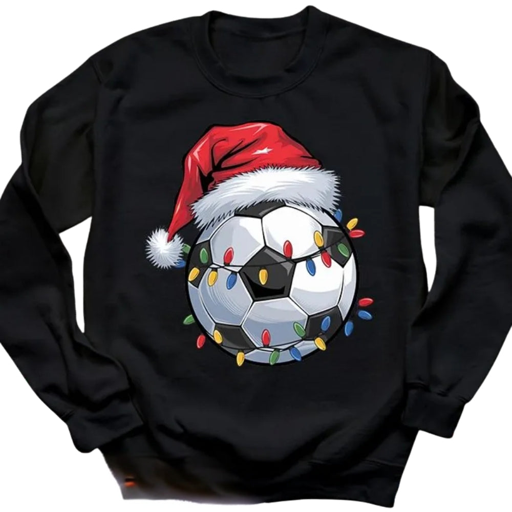 Santa Football Soccer Lights Xmas Sweatshirt, Soccer Xmas Sweatshirt 2D0611