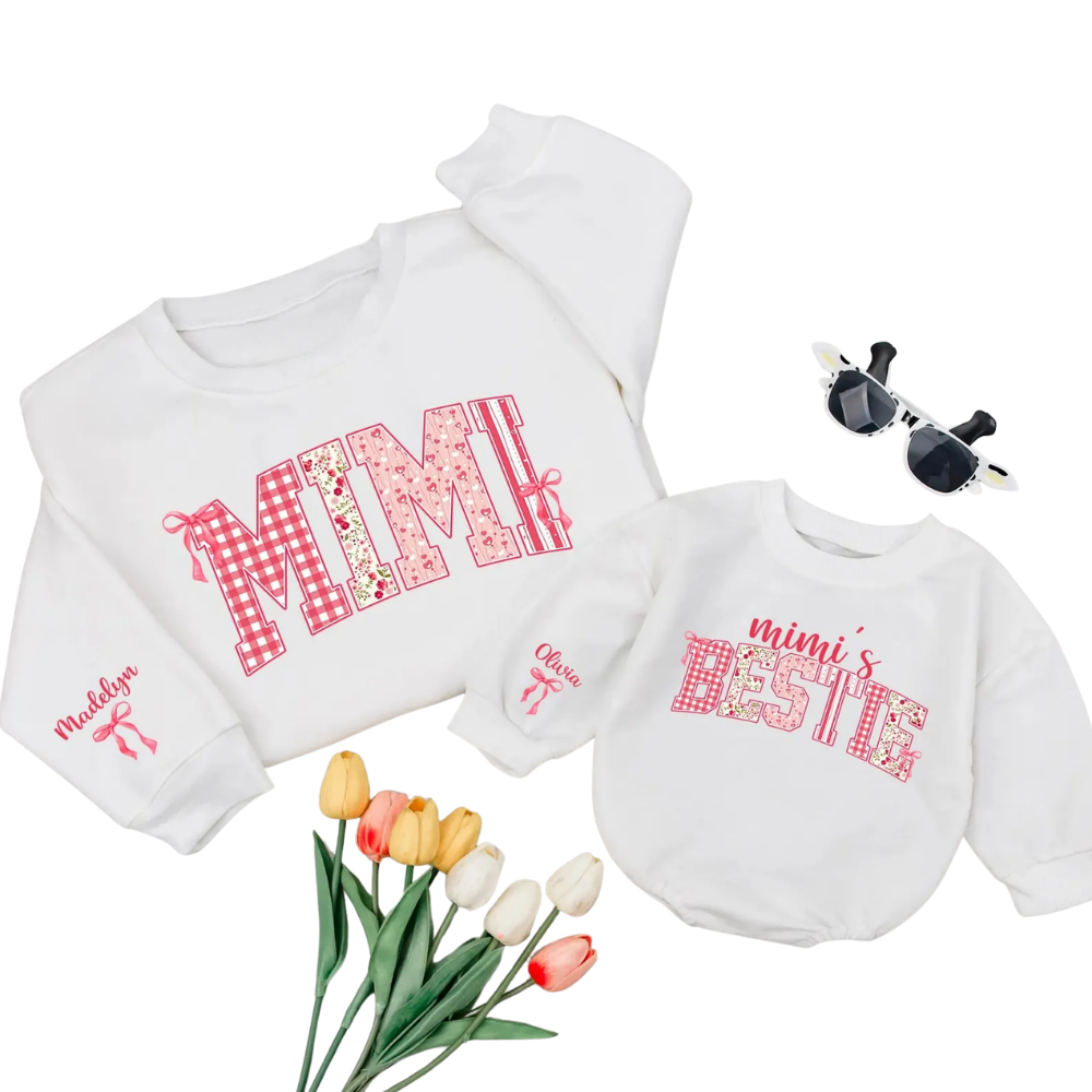 Mini And Mini's Bestie Custom Name Sweatshirt Matching, Custom Grandma And Granddaughter Sweatshirt ET1627