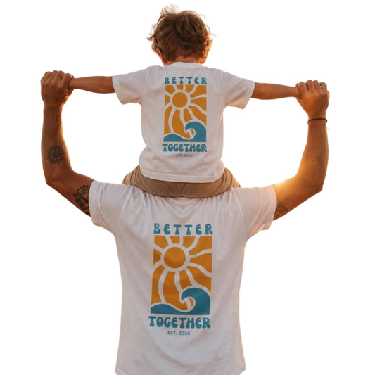 Better Together Custom Retro Flower Dad And Son Matching T Shirt, Custom Father's Day Matching Shirts For Dad Son ET0846