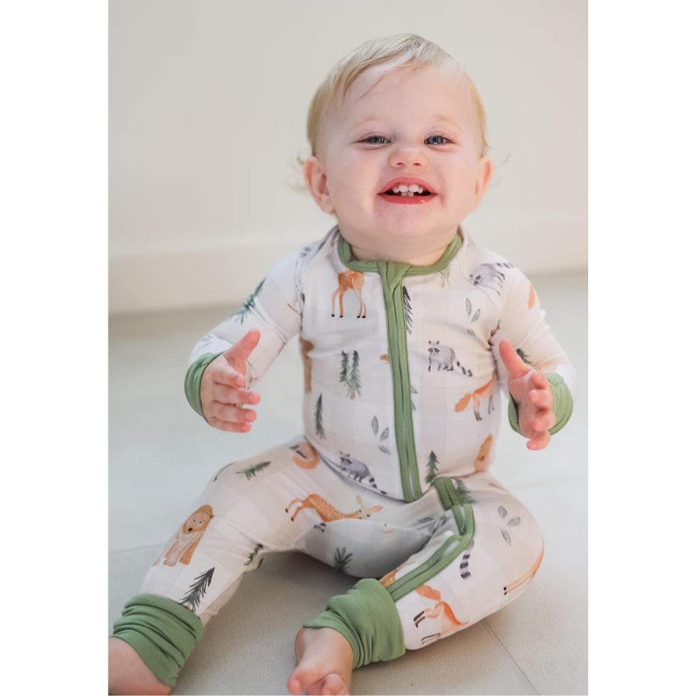 Deer Raccoon Baby Romper Convertible Zipper, Wild Animal Baby Convertible Romper BB0335