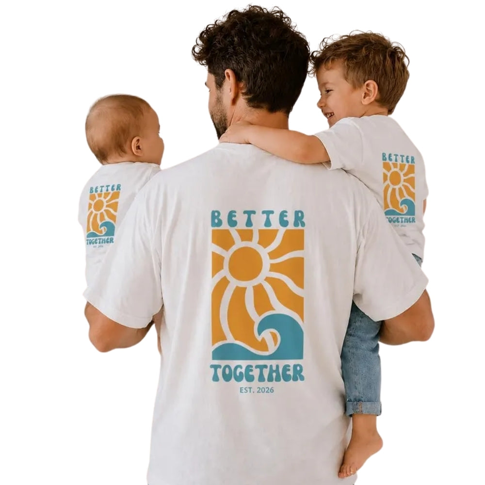 Better Together Custom Retro Flower Dad And Son Matching T Shirt, Custom Father's Day Matching Shirts For Dad Son ET0846