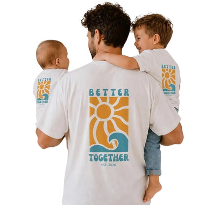 Better Together Custom Retro Flower Dad And Son Matching T Shirt, Custom Father's Day Matching Shirts For Dad Son ET0846
