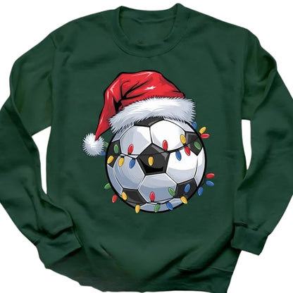 Santa Football Soccer Lights Xmas Sweatshirt, Soccer Xmas Sweatshirt 2D0611