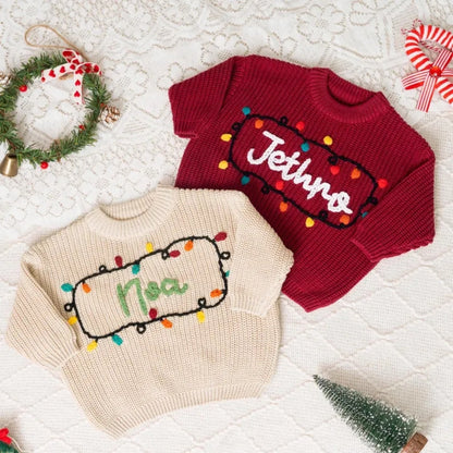 Personalized First Christmas Baby Embroidered Knit Sweater, Custom Christmas Baby Sweatshirt BB0790
