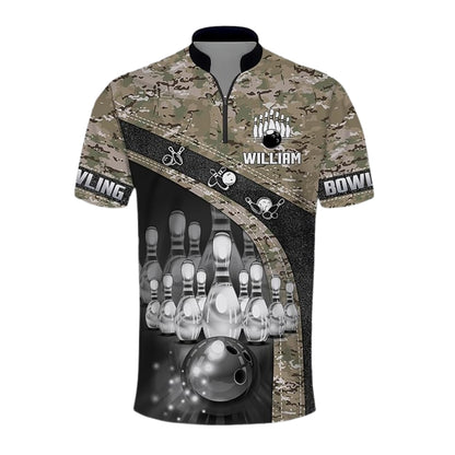 Custom Camouflage Bowling Jersey For Mens, Custom Camo Bowling Team Shirts BZ0343