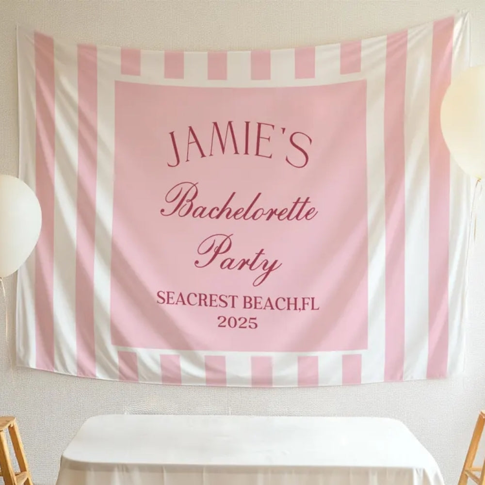 Custom Blue Striped Bachelorette Party Banner, Custom Bachelorette Banner WD0427